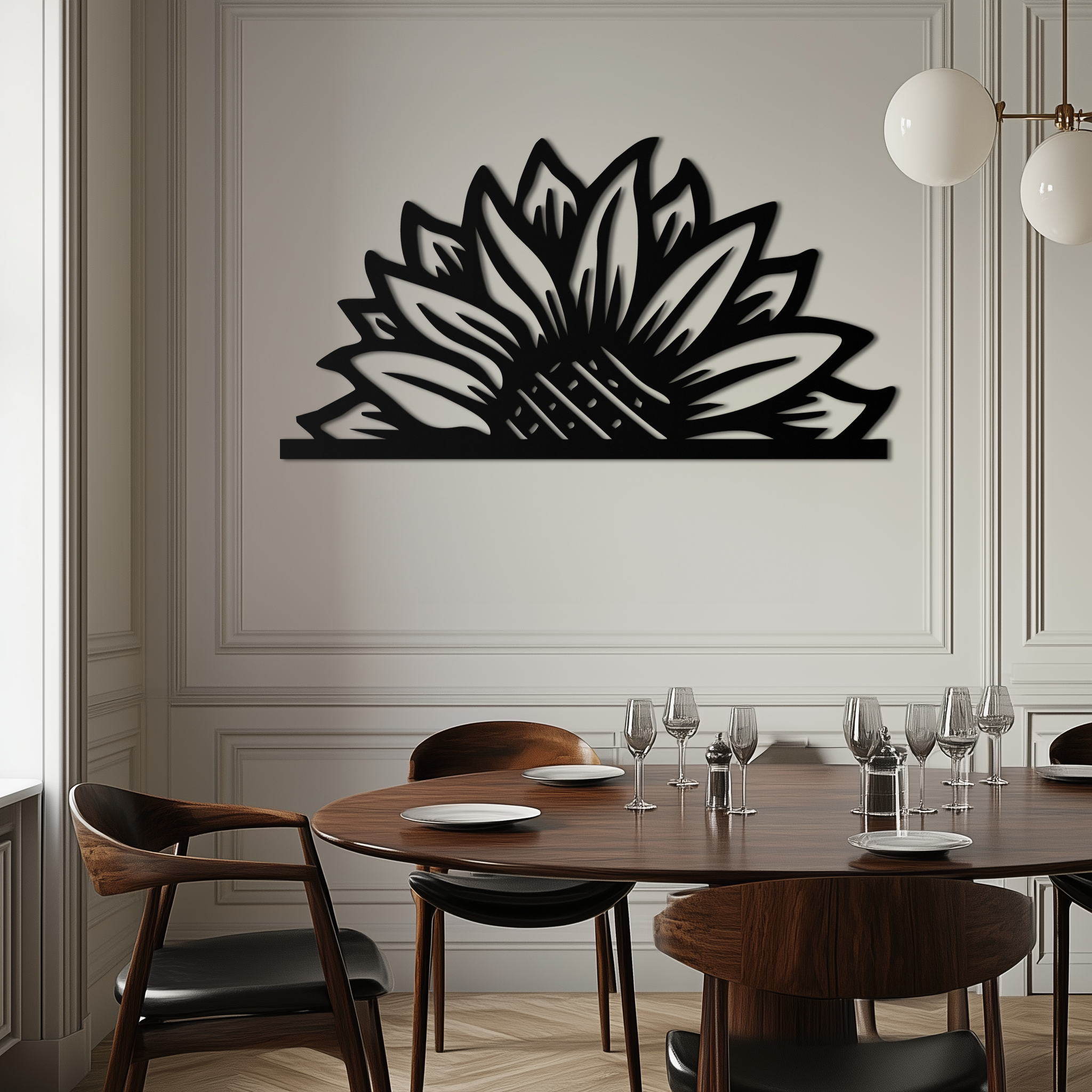 Half Sunflower Metal Wall Art – Nature-Inspired Floral Silhouette for Bright Interiors- KAF696