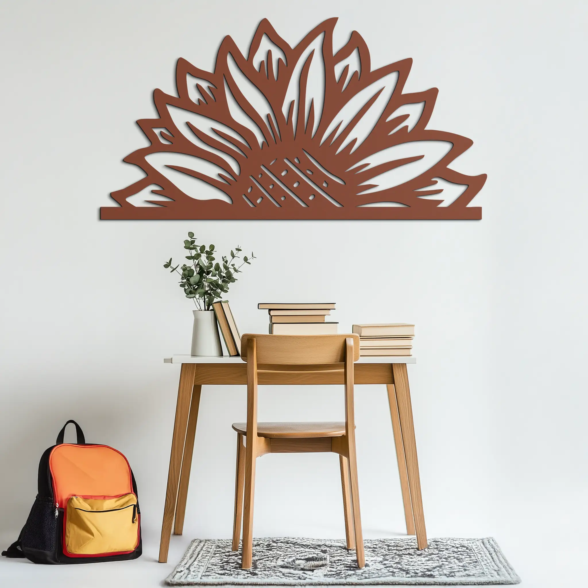 Half Sunflower Metal Wall Art – Nature-Inspired Floral Silhouette for Bright Interiors- KAF696