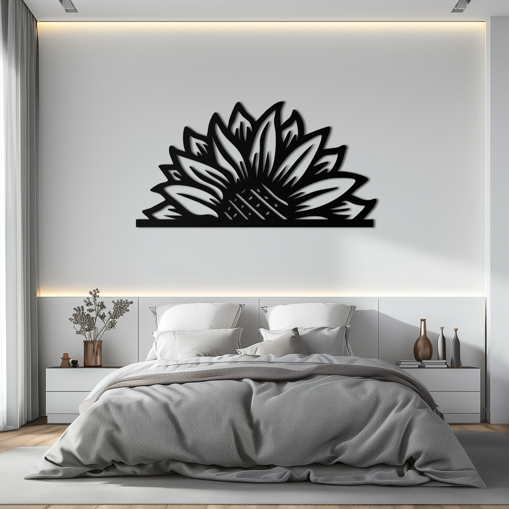 Half Sunflower Metal Wall Art – Nature-Inspired Floral Silhouette for Bright Interiors- KAF696