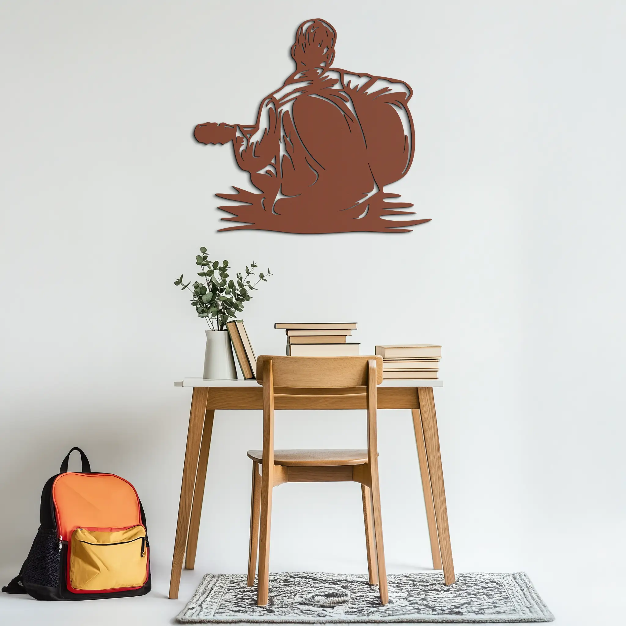Guitar Boy Metal Wall Art – Musical Silhouette Design for Kids’ Rooms and Music Corners- KAF697