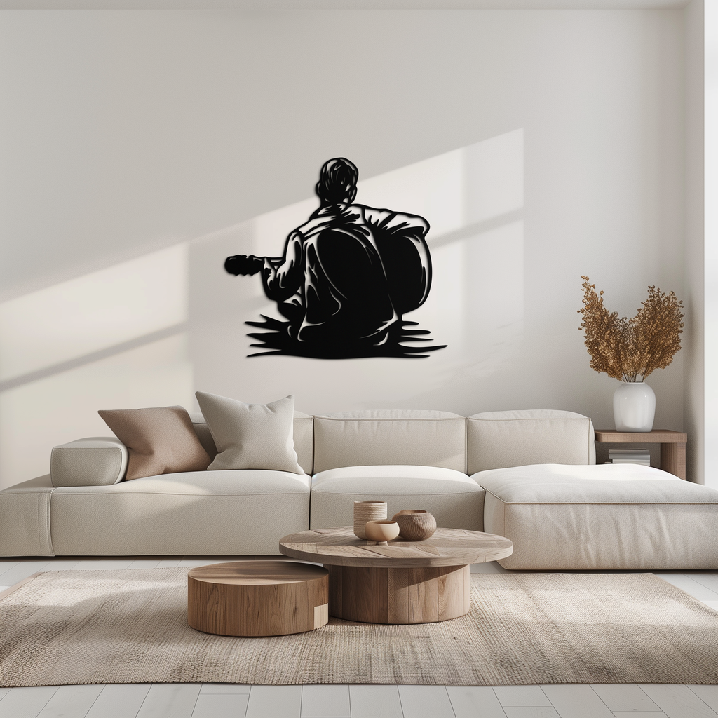 Guitar Boy Metal Wall Art – Musical Silhouette Design for Kids’ Rooms and Music Corners- KAF697