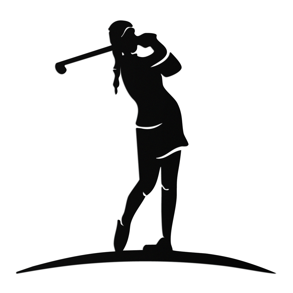 Female Golfer Metal Wall Art – Elegant Sports Silhouette for Modern Spaces- KAF698