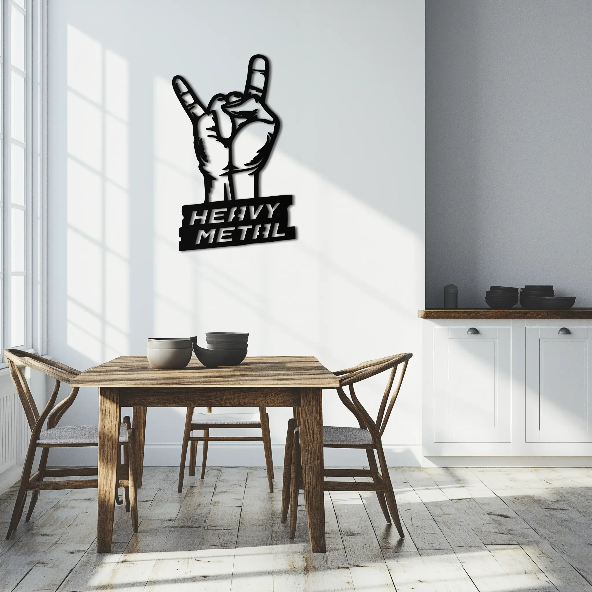 Heavy Metal Hand Sign Metal Wall Art – Bold Rock-Inspired Décor for Music Lovers- KAF700