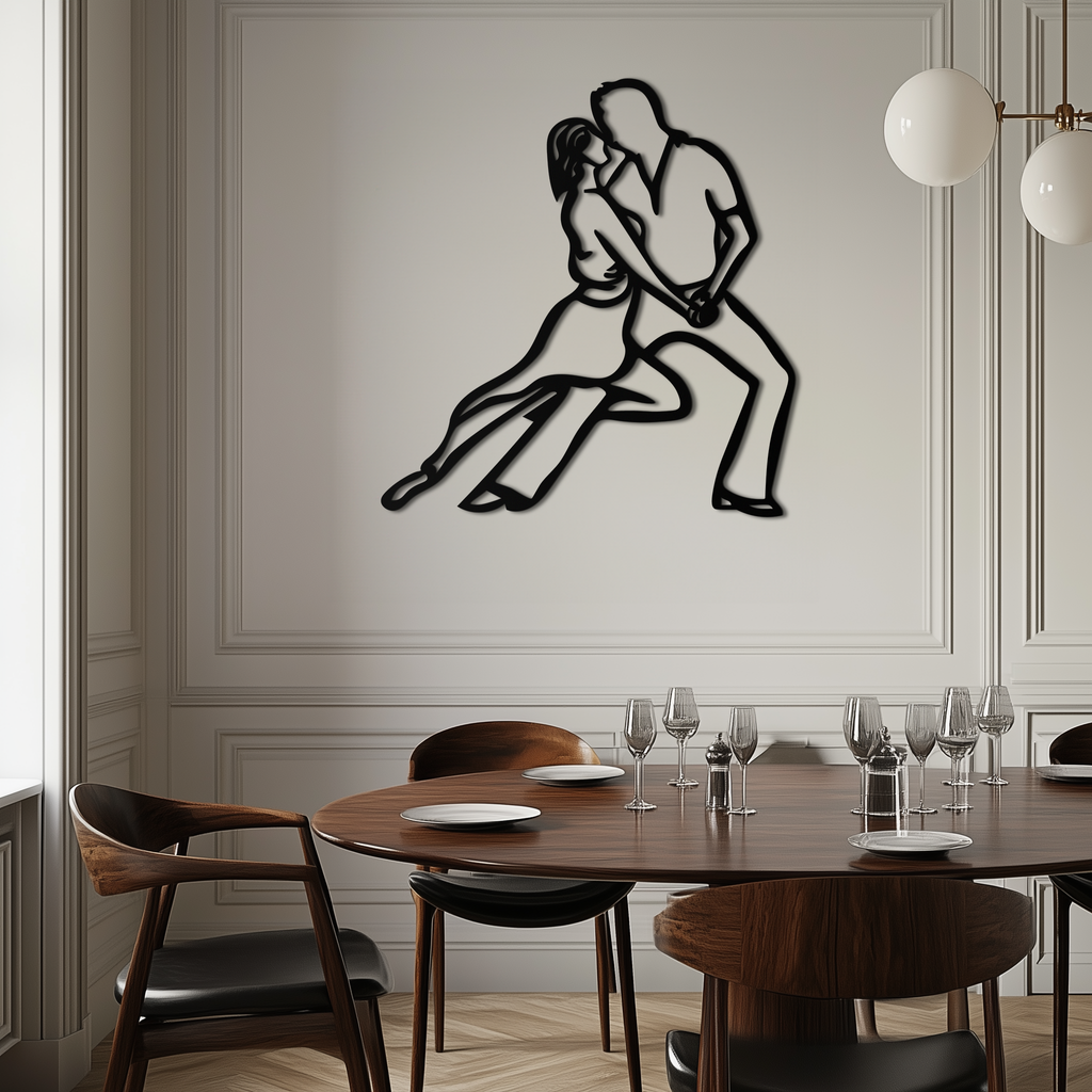 Passionate Dance Metal Wall Art – Romantic Couple Silhouette Home Decor- KAF705