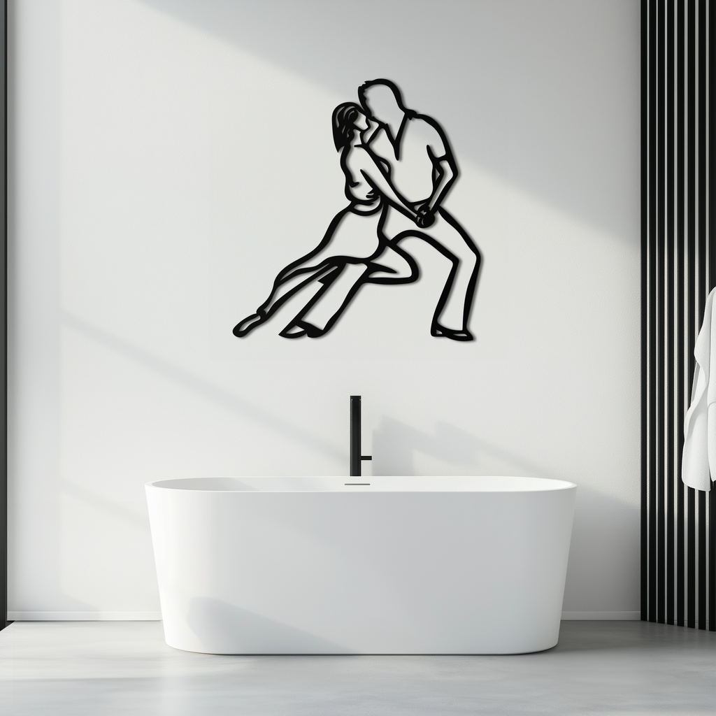 Passionate Dance Metal Wall Art – Romantic Couple Silhouette Home Decor- KAF705