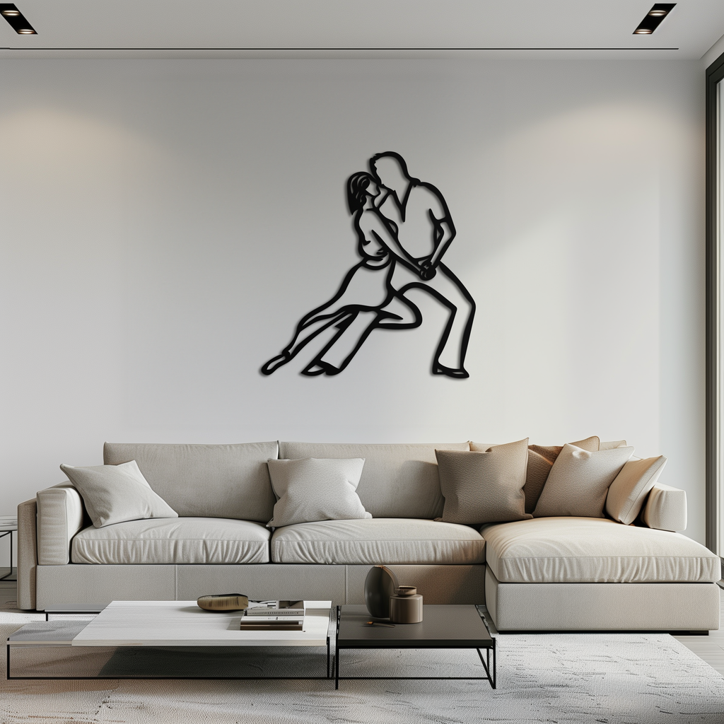 Passionate Dance Metal Wall Art – Romantic Couple Silhouette Home Decor- KAF705