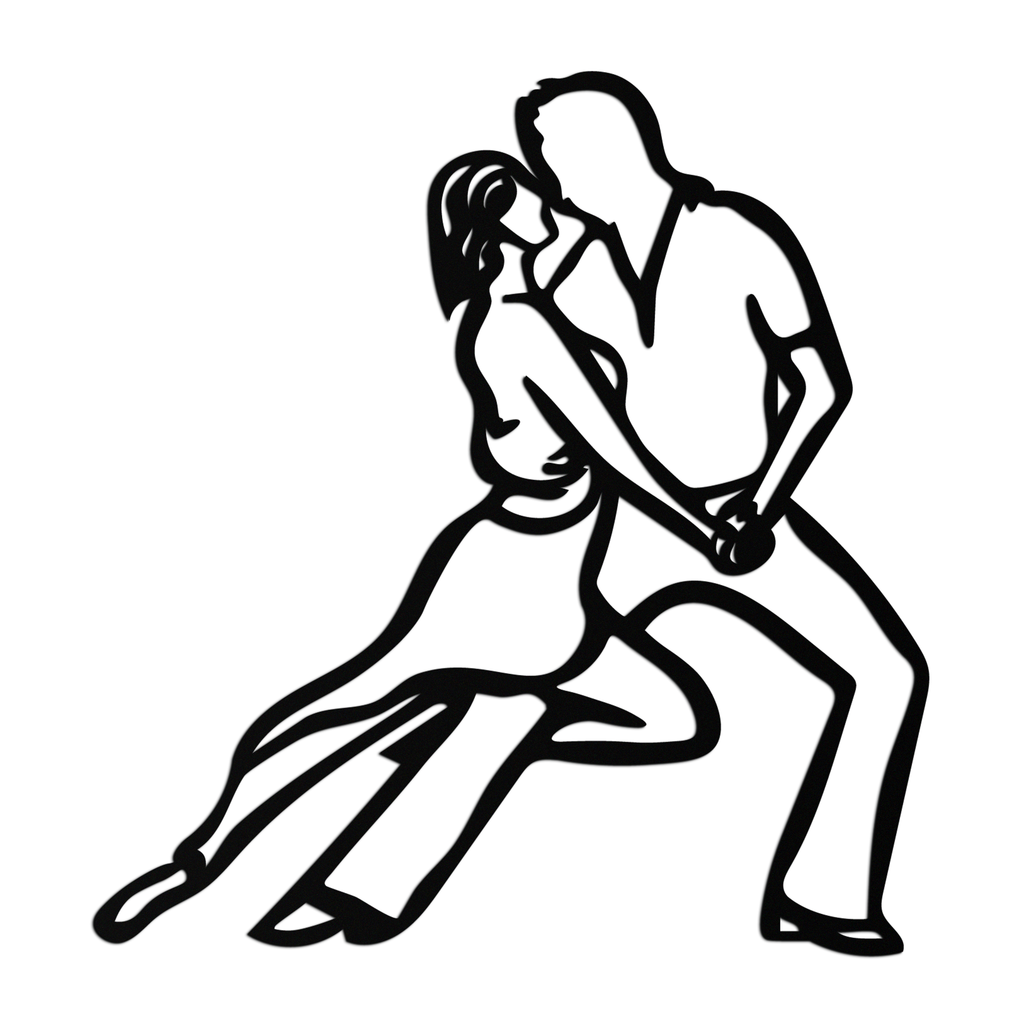 Passionate Dance Metal Wall Art – Romantic Couple Silhouette Home Decor- KAF705