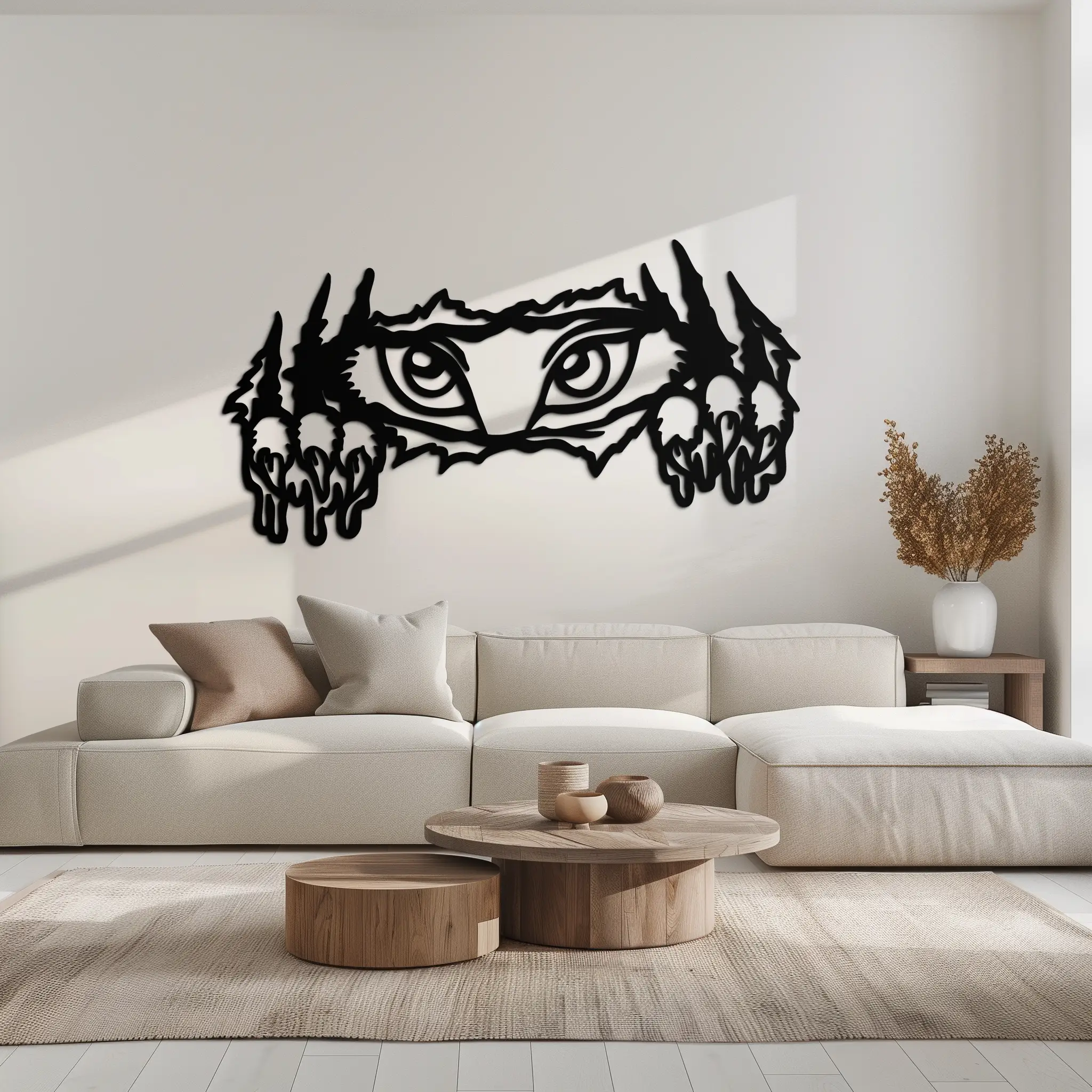 Wild Claws and Eyes Metal Wall Art – Fierce Animal Scratch Silhouette Design- KAF707