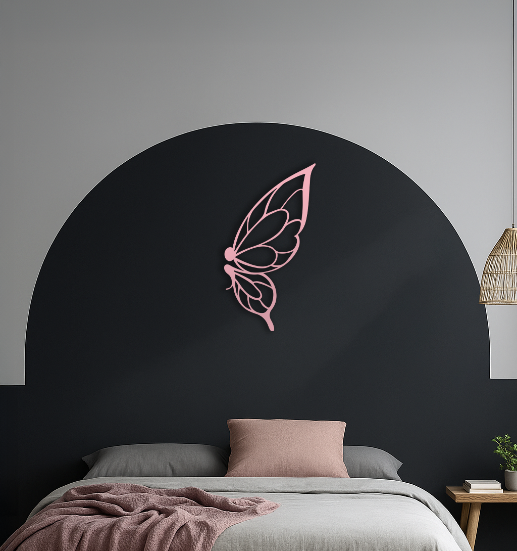 Pink Butterfly Wing Metal Wall Art – Elegant Nature-Inspired Decor - KAFGP003