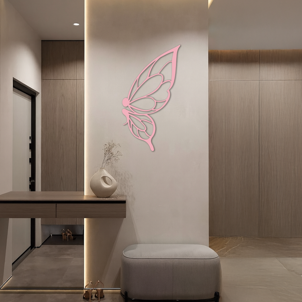 Pink Butterfly Wing Metal Wall Art – Elegant Nature-Inspired Decor - KAFGP003