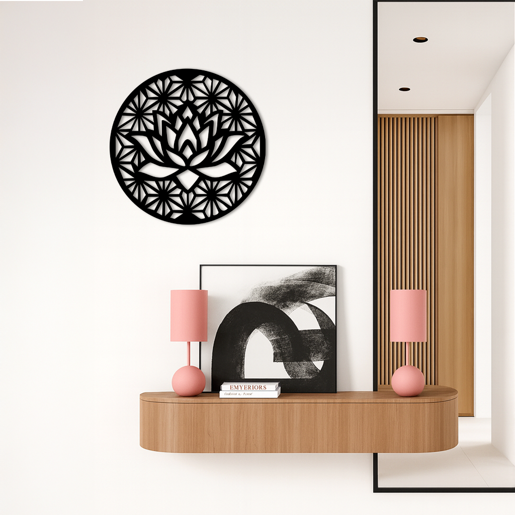Pink Lotus Flower Metal Wall Art – Elegant Spiritual Bloom Design - KAFGP006