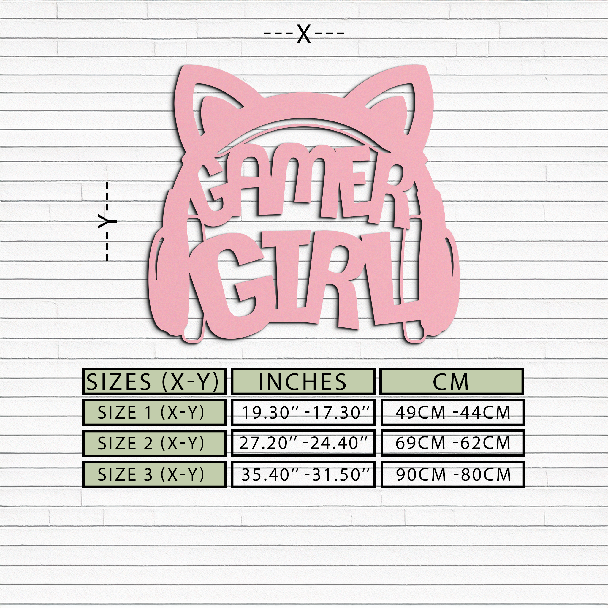 Pink Gamer Girl Metal Wall Art – Playful Gaming Headset Design - KAFGP010