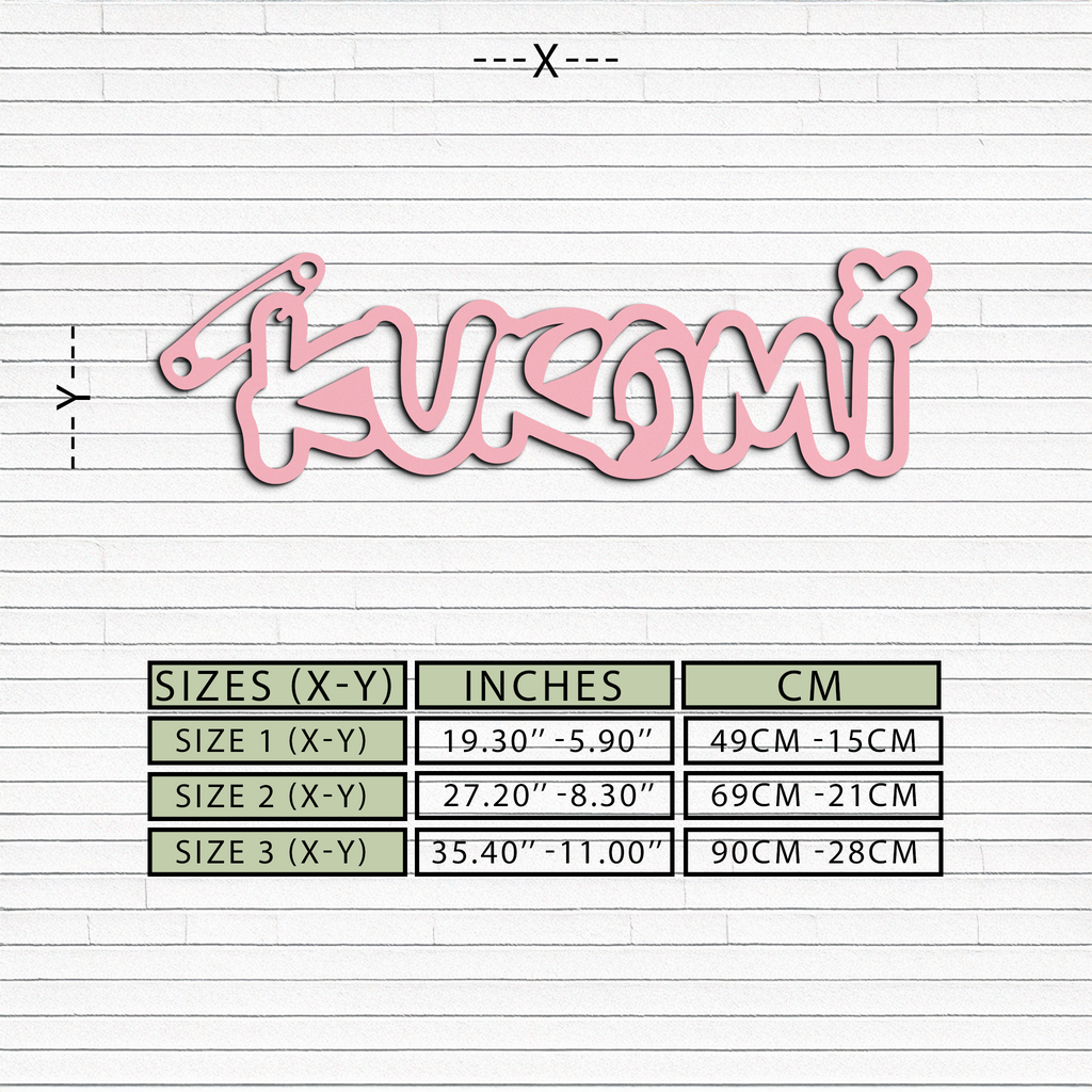 Pink Kuromi Metal Wall Art – Playful Character Typography Decor - KAFGP012
