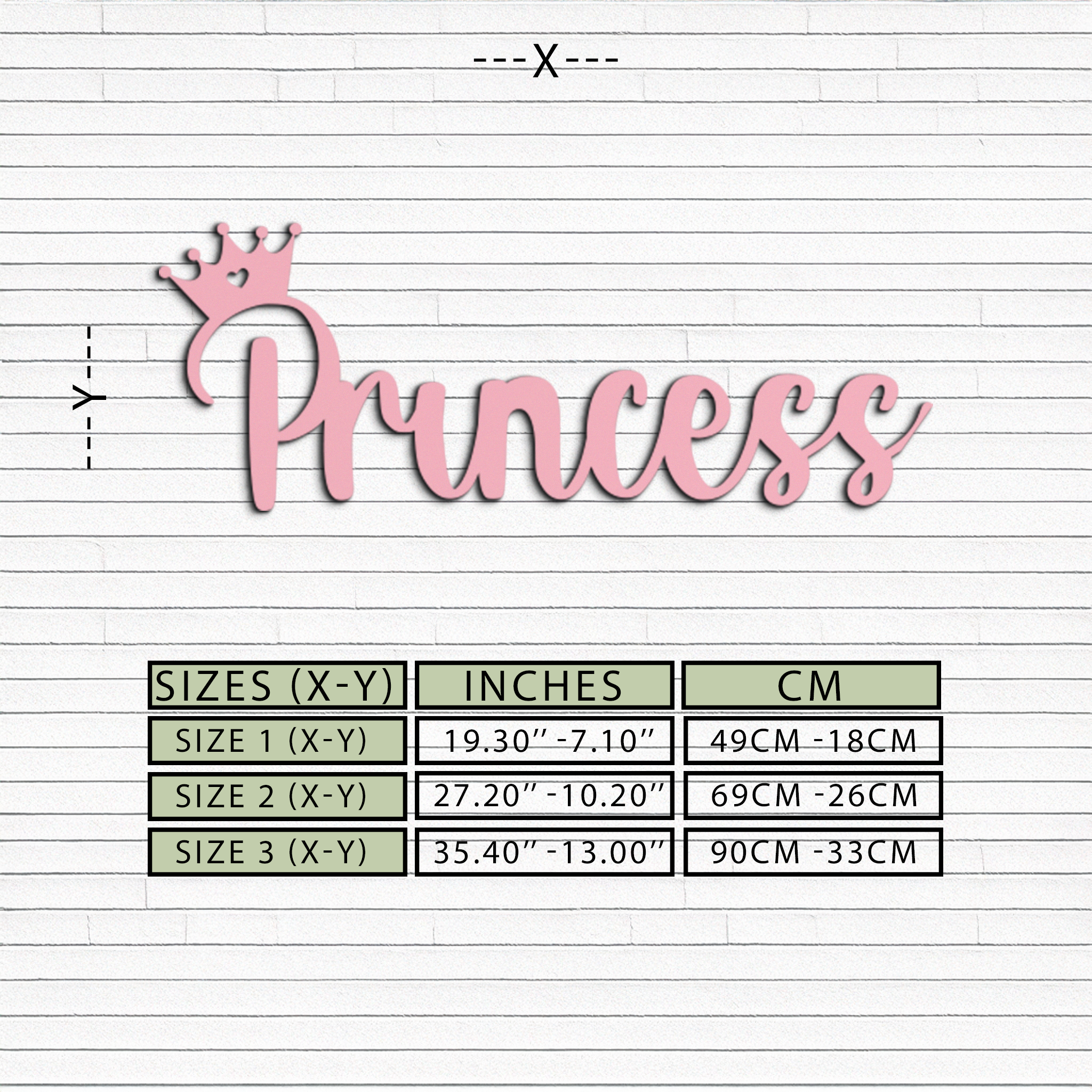Pink Princess Metal Wall Art – Elegant Typography Silhouette Decor - KAFGP014