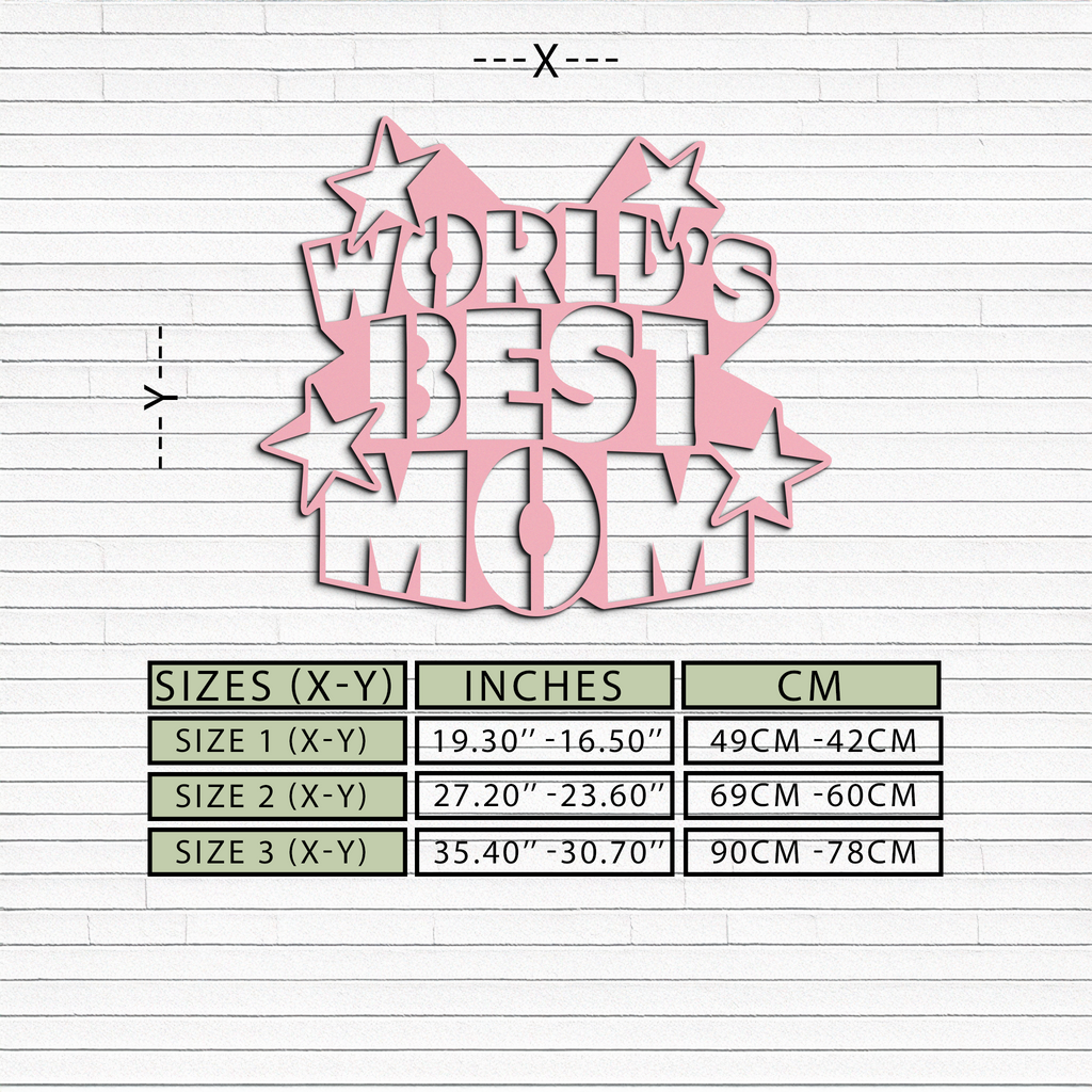 Pink World’s Best Mom Metal Wall Art – Star Design Mother’s Day Gift - KAFGP015