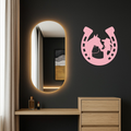Pink Cowgirl and Horse Silhouette Metal Wall Art – Western Horseshoe Decor - KAFGP023