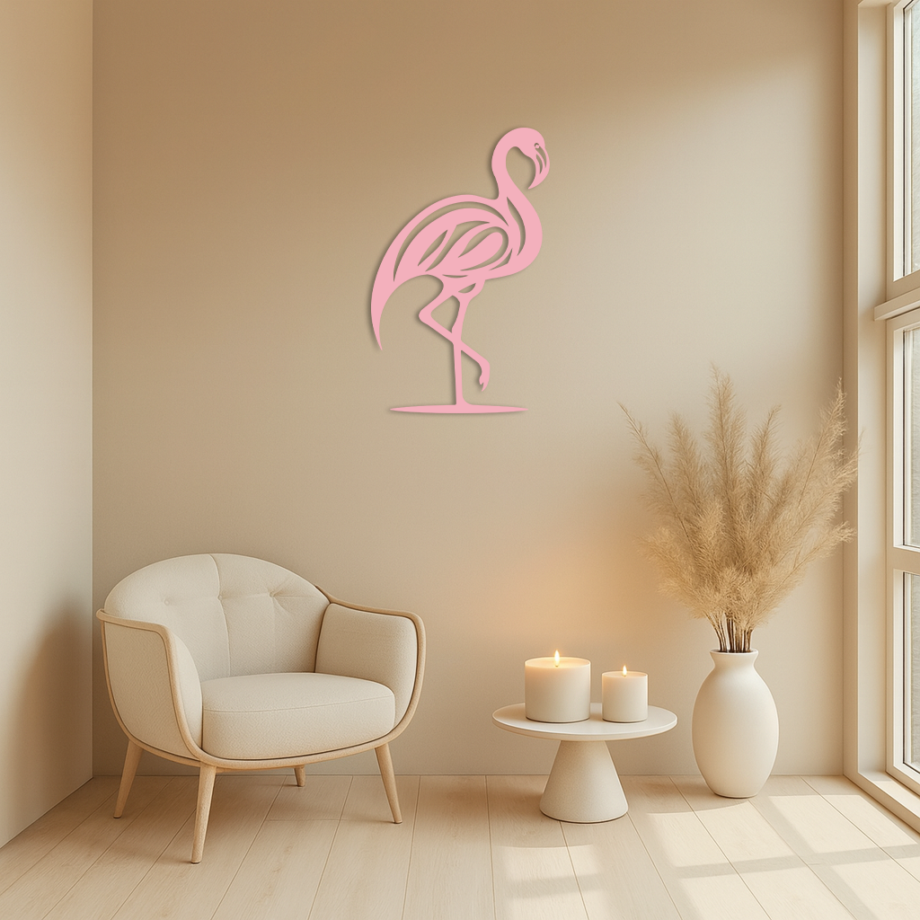 Flamingo Silhouette Metal Wall Art – Elegant Bird Design - KAFGP031
