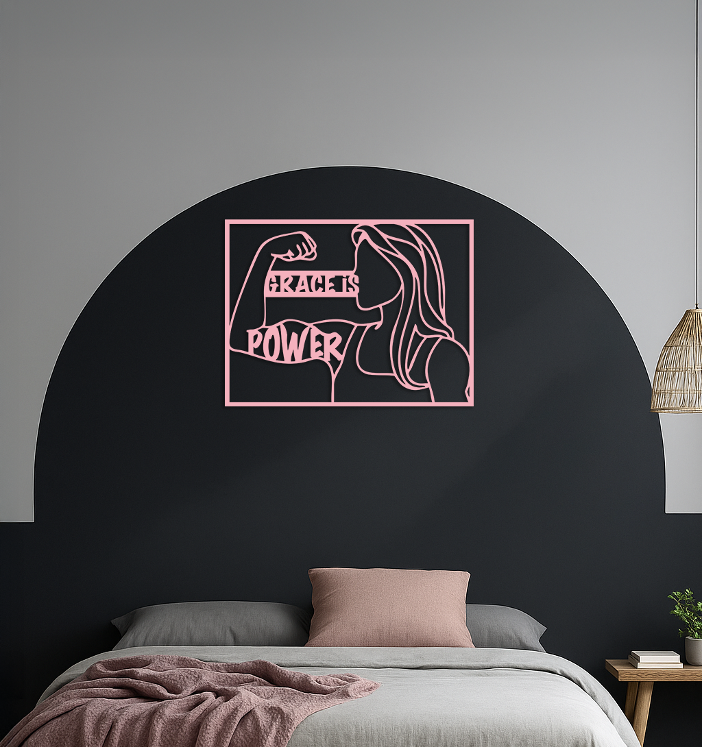 Grace is Power Woman Silhouette Metal Wall Art - KAFGP033