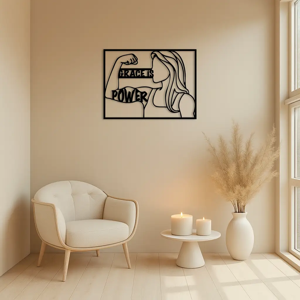 Grace is Power Woman Silhouette Metal Wall Art - KAFGP033