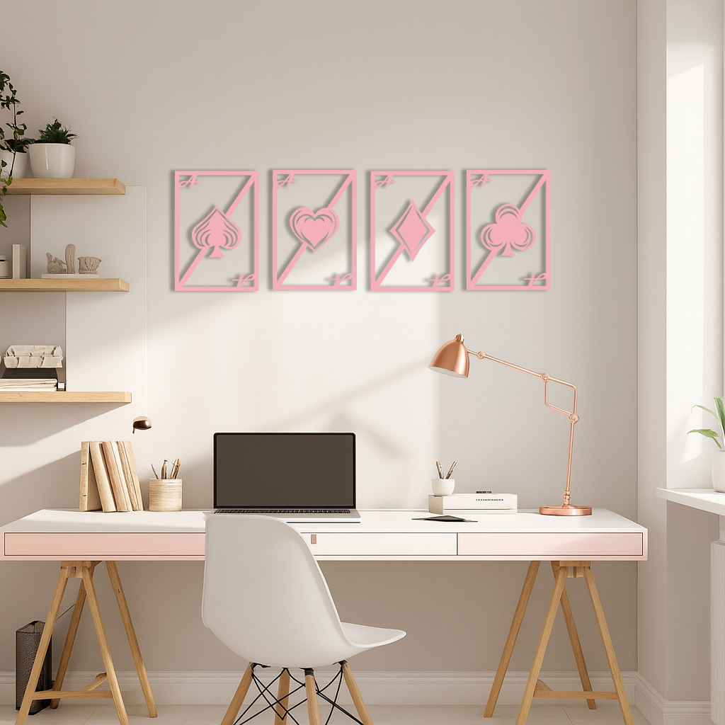 Playing Cards Silhouette Metal Wall Art – Poker Aces Design - KAFGP037