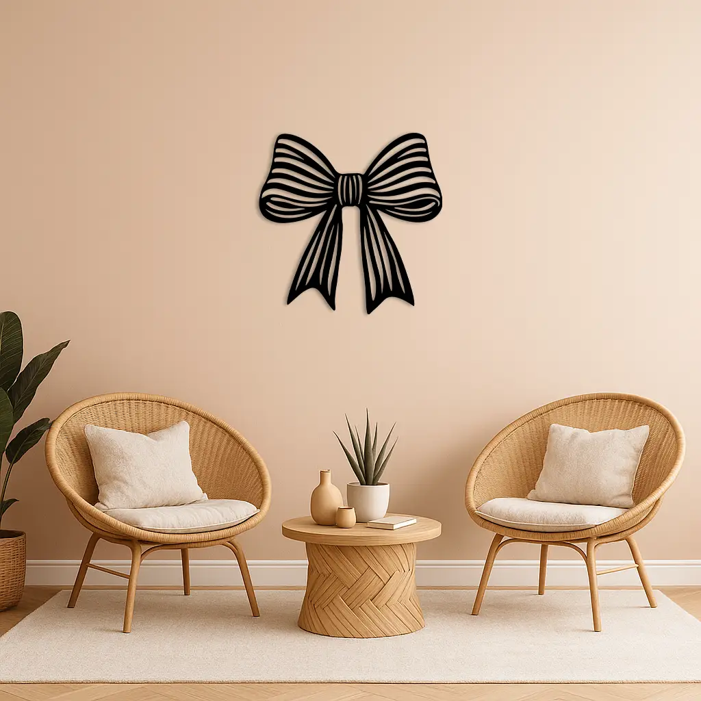 Elegant Bow Silhouette Metal Wall Art – Decorative Ribbon Design - KAFGP047
