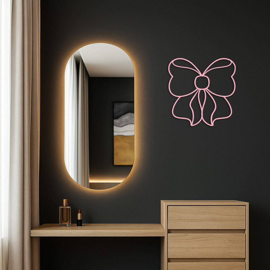 Bow Silhouette Metal Wall Art – Elegant Ribbon Design - KAFGP048