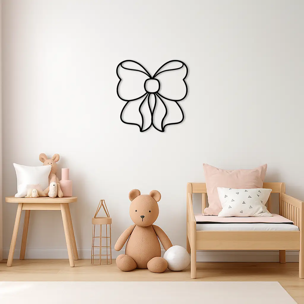 Bow Silhouette Metal Wall Art – Elegant Ribbon Design - KAFGP048
