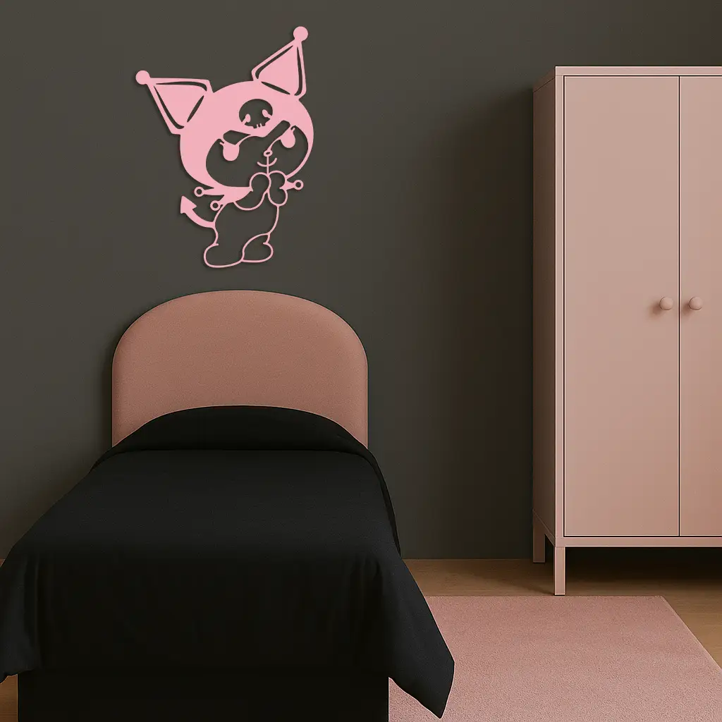 Kuromi Silhouette Metal Wall Art – Cute Gothic Character Design - KAFGP049