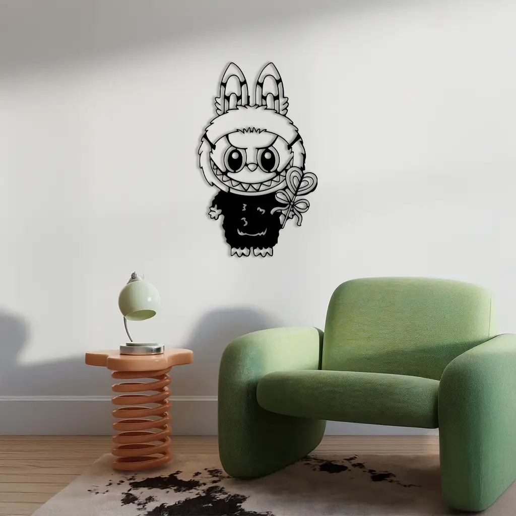 Labubu Silhouette Metal Wall Art – Cute Monster Design - KAFGP050