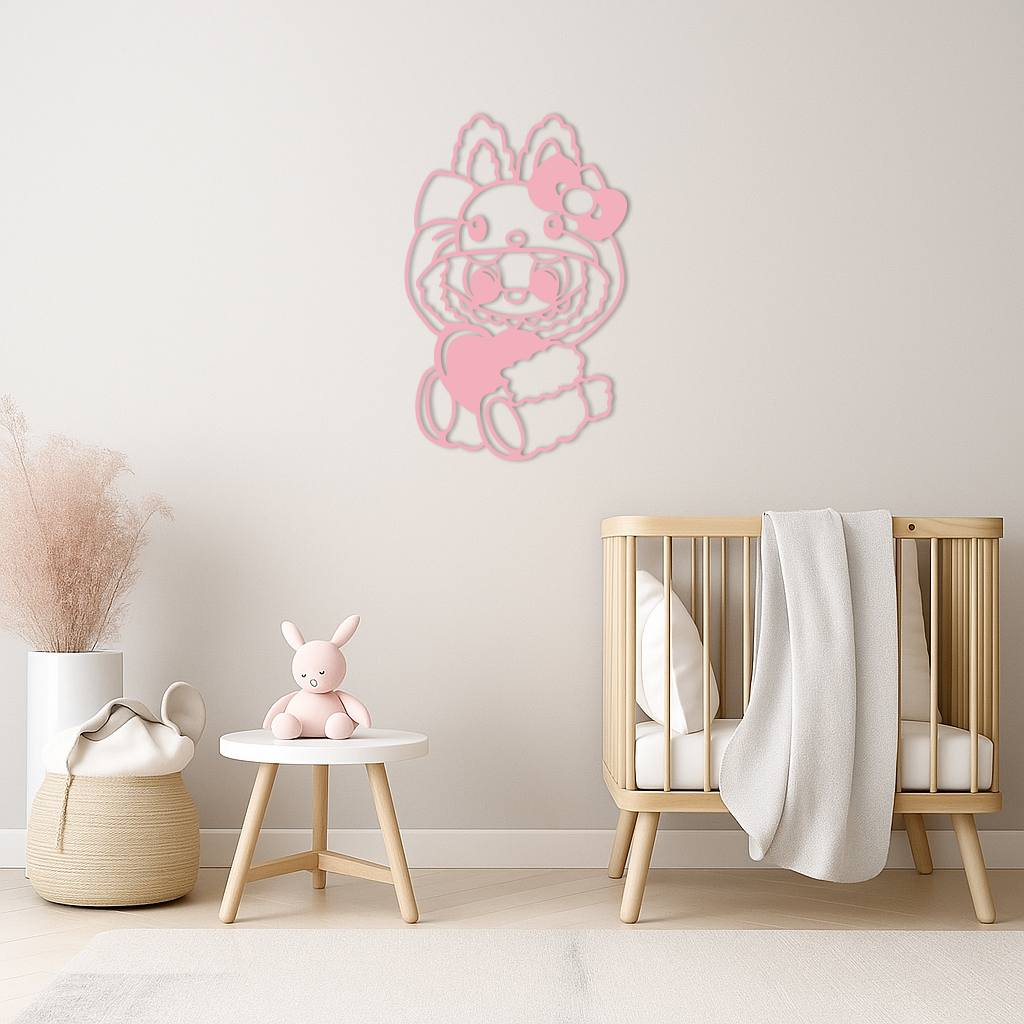 Hello Kitty Hat Labubu Metal Wall Art – Cute Cartoon Character Design - KAFGP051