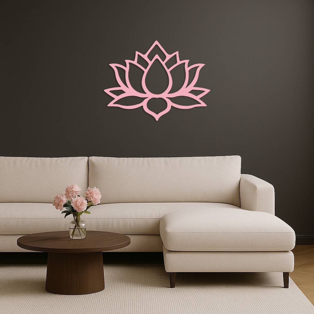 Lotus Flower Silhouette Metal Wall Art – Spiritual Nature-Inspired Design - KAFGP052