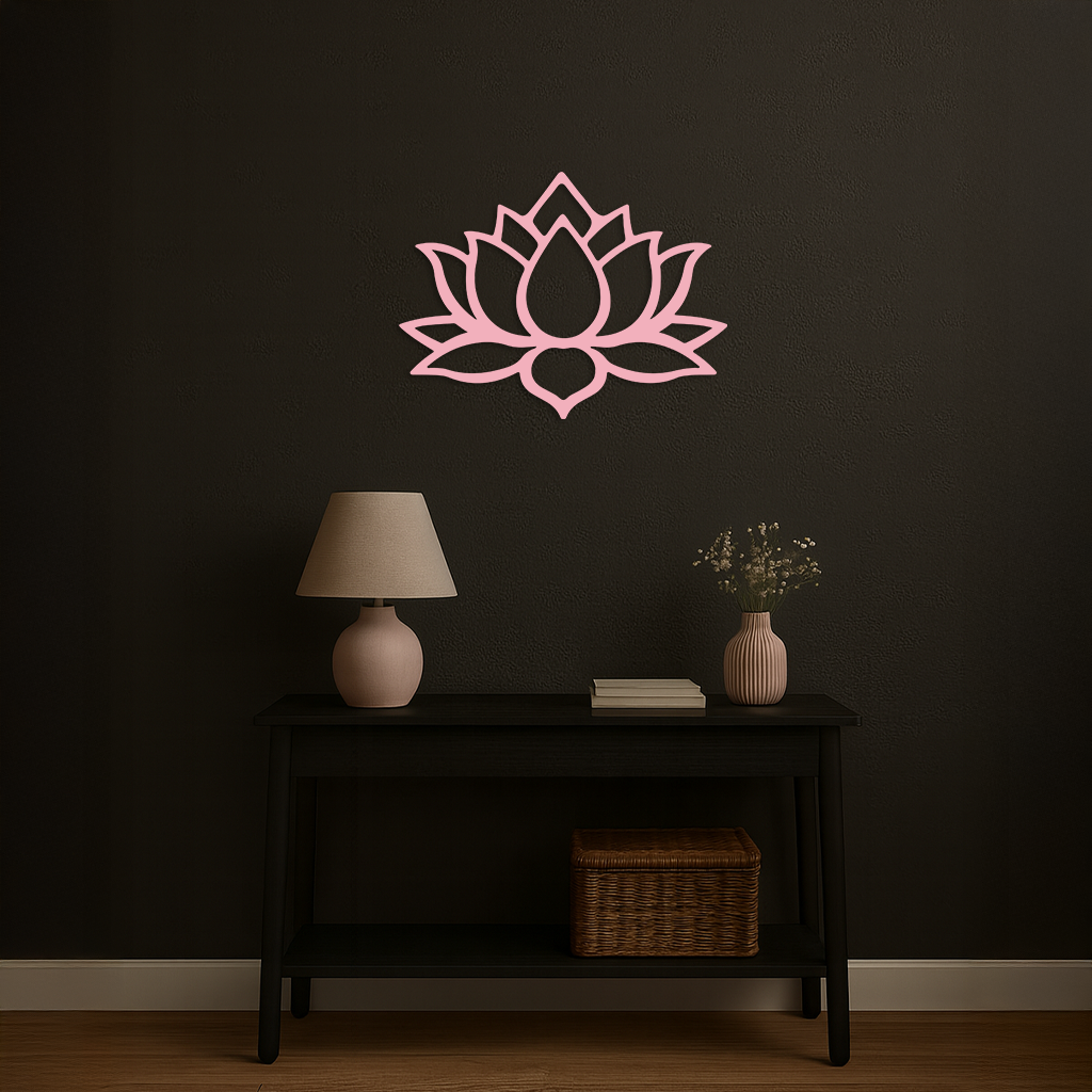 Lotus Flower Silhouette Metal Wall Art – Spiritual Nature-Inspired Design - KAFGP052