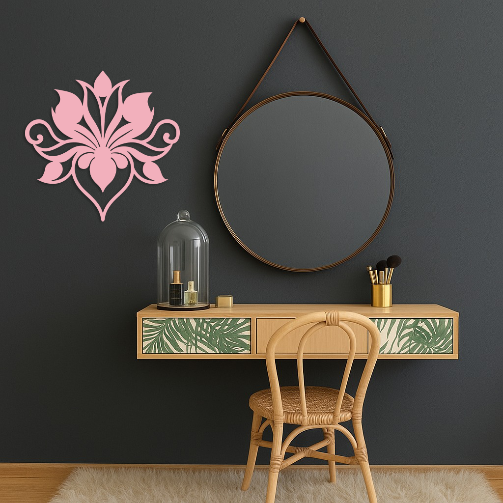 Ornamental Lotus Silhouette Metal Wall Art – Elegant Floral Decor - KAFGP053