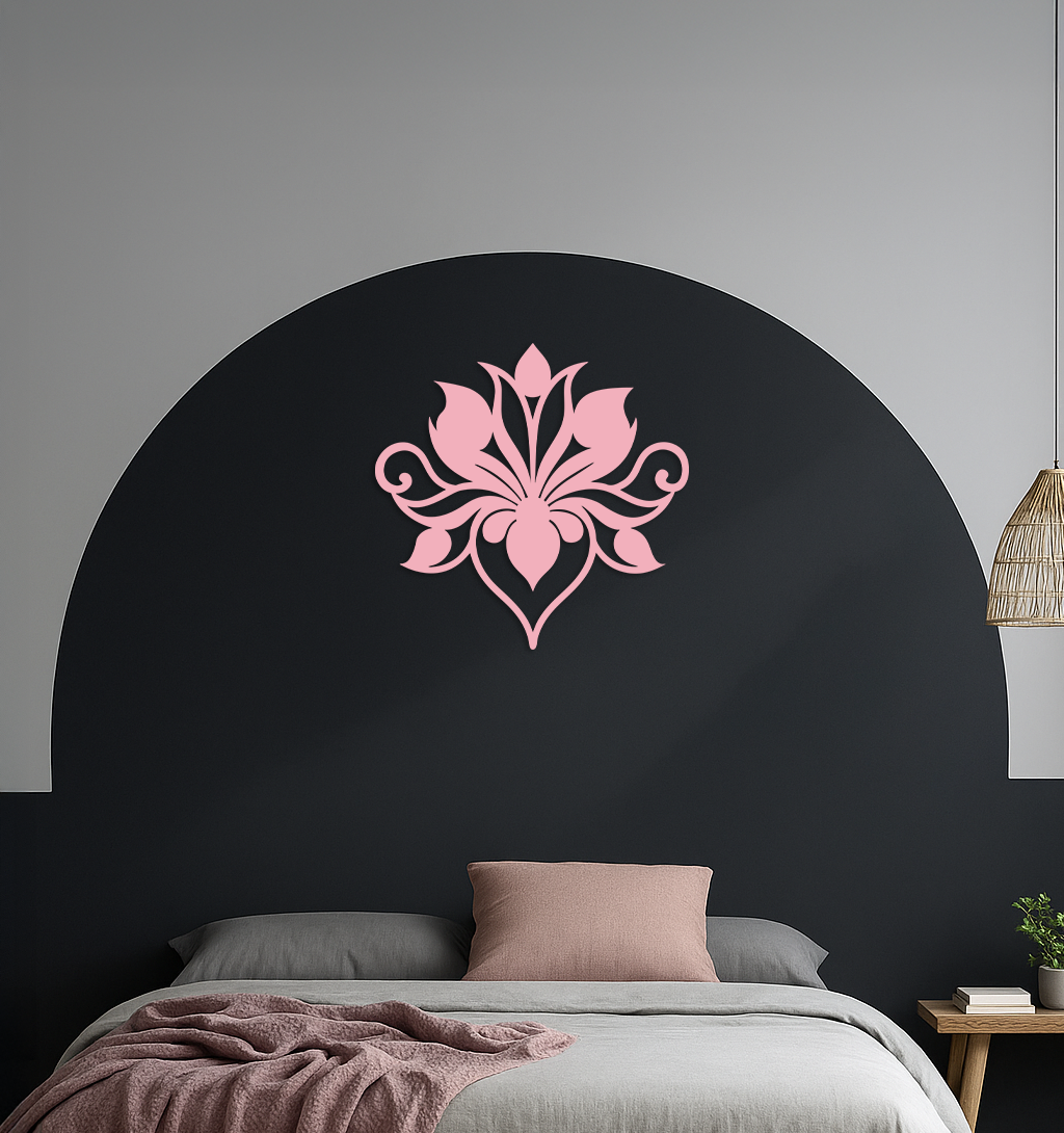 Ornamental Lotus Silhouette Metal Wall Art – Elegant Floral Decor - KAFGP053