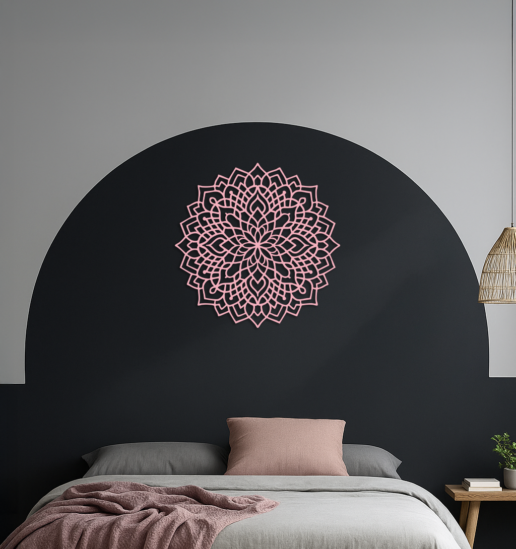 Mandala Silhouette Metal Wall Art – Intricate Sacred Geometry Design - KAFGP058
