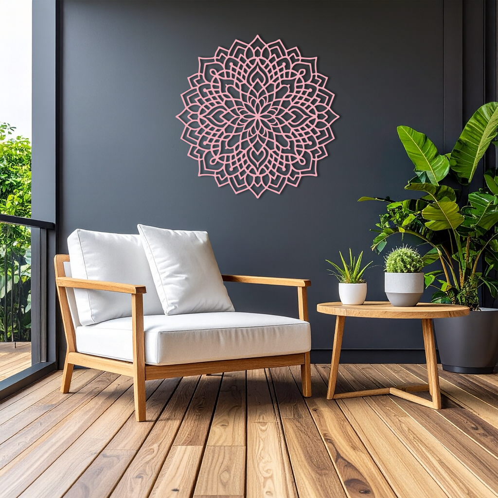 Mandala Silhouette Metal Wall Art – Intricate Sacred Geometry Design - KAFGP058