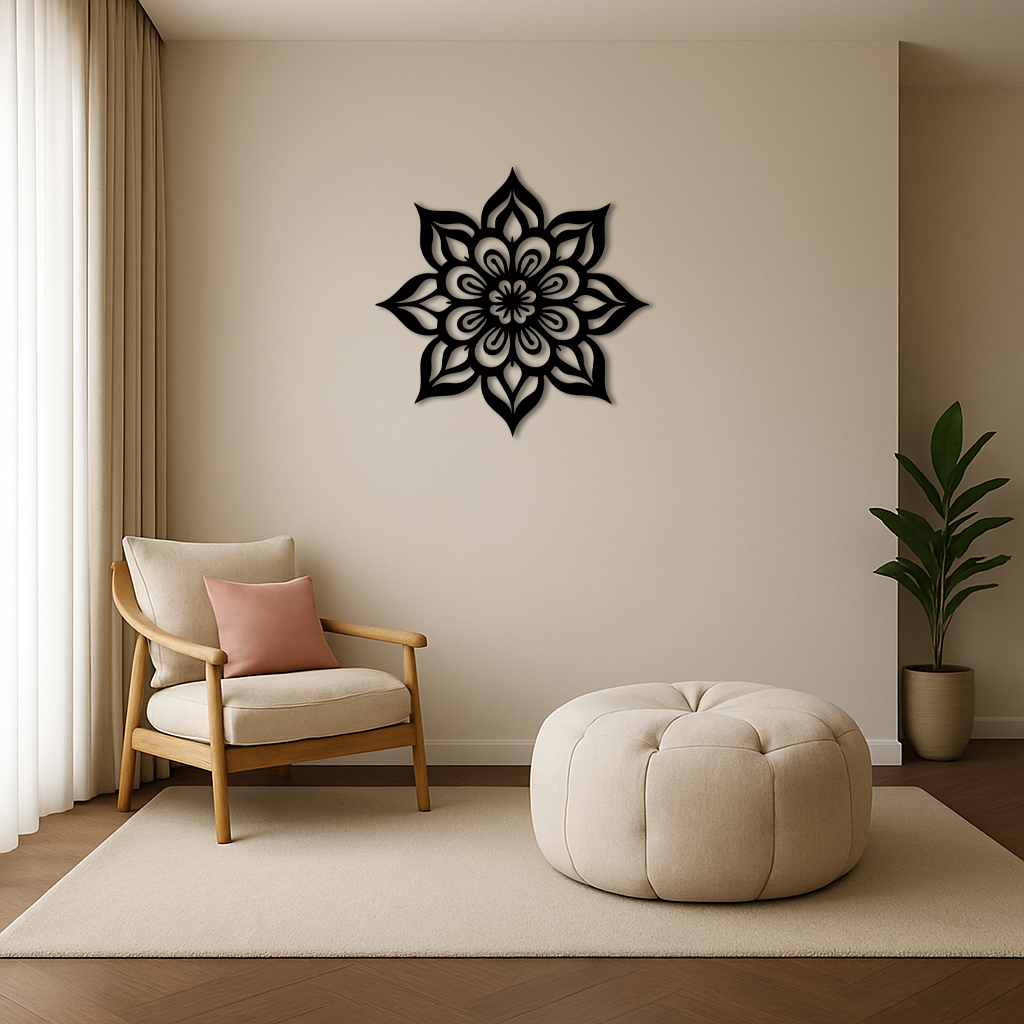 Lotus Mandala Metal Wall Art – Floral Geometric Silhouette - KAFGP059