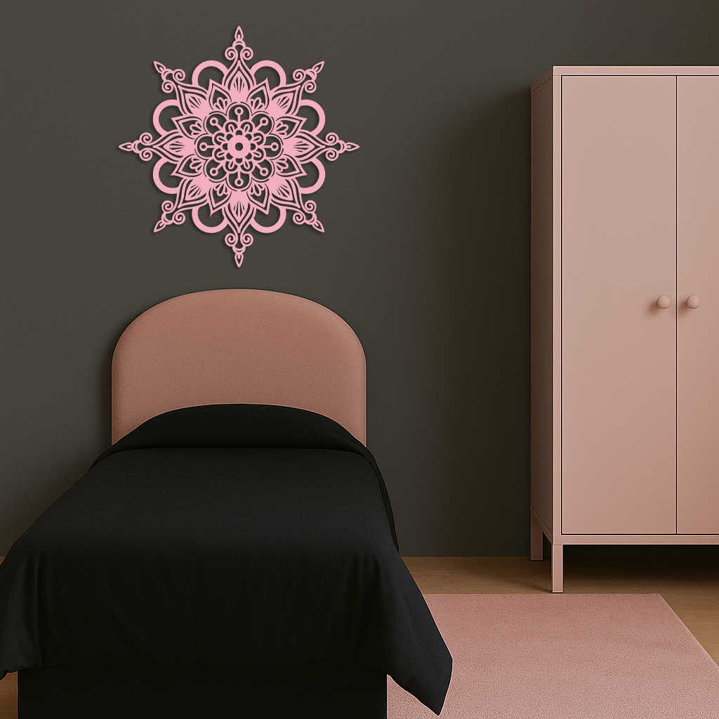 Mandala Silhouette Metal Wall Art – Sacred Geometry Flower Design - KAFGP060