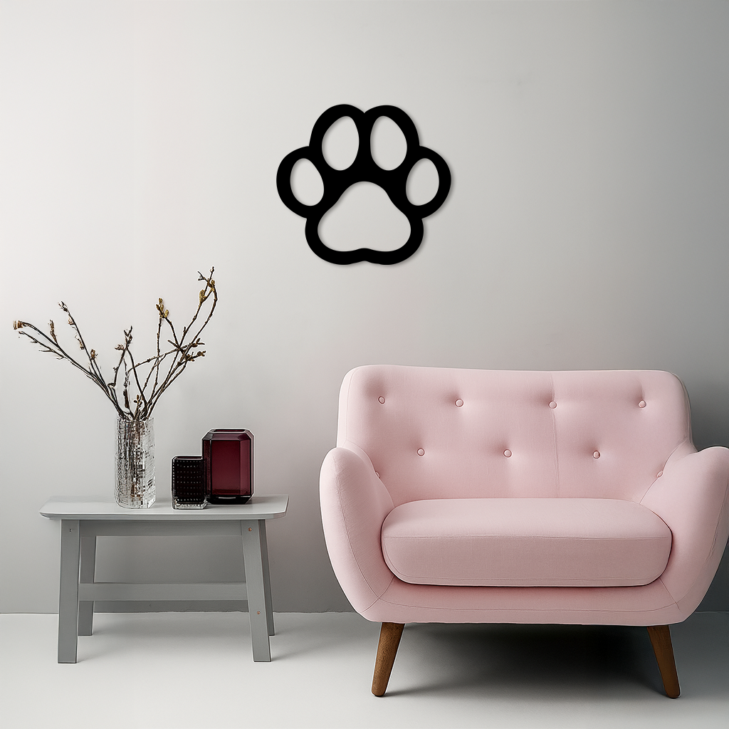 Paw Print Silhouette Metal Wall Art – Minimal Pet Lover Home Decor - KAFGP064
