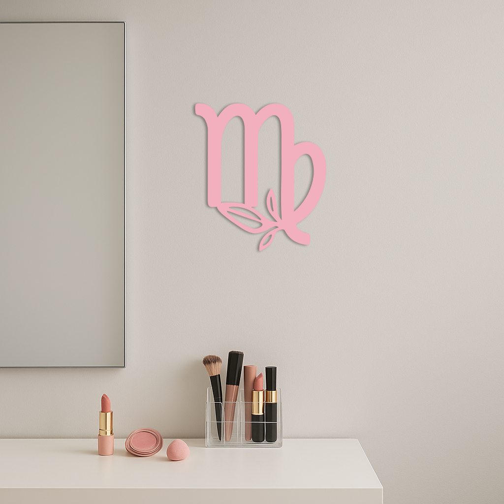 Virgo Zodiac Symbol Metal Wall Art – Floral Virgo Sign Decor - KAFGP079
