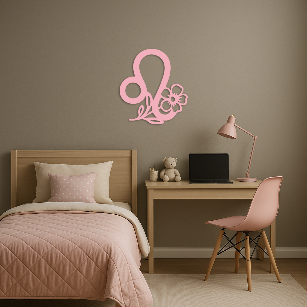 Leo Zodiac Sign Floral Metal Wall Art – Astrology-Inspired Home Decor - KAFGP080