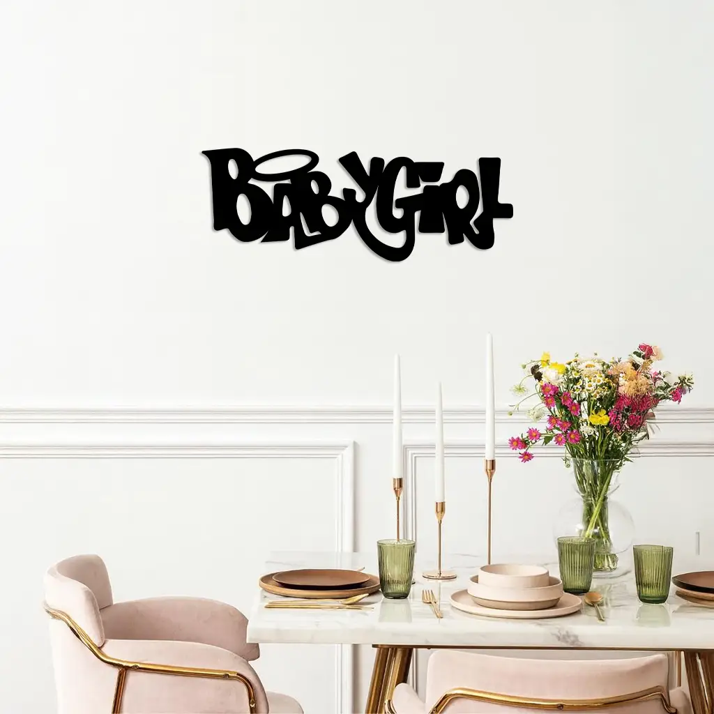 Babygirl Text Metal Wall Art – Modern Typography Home Decor - KAFGP086
