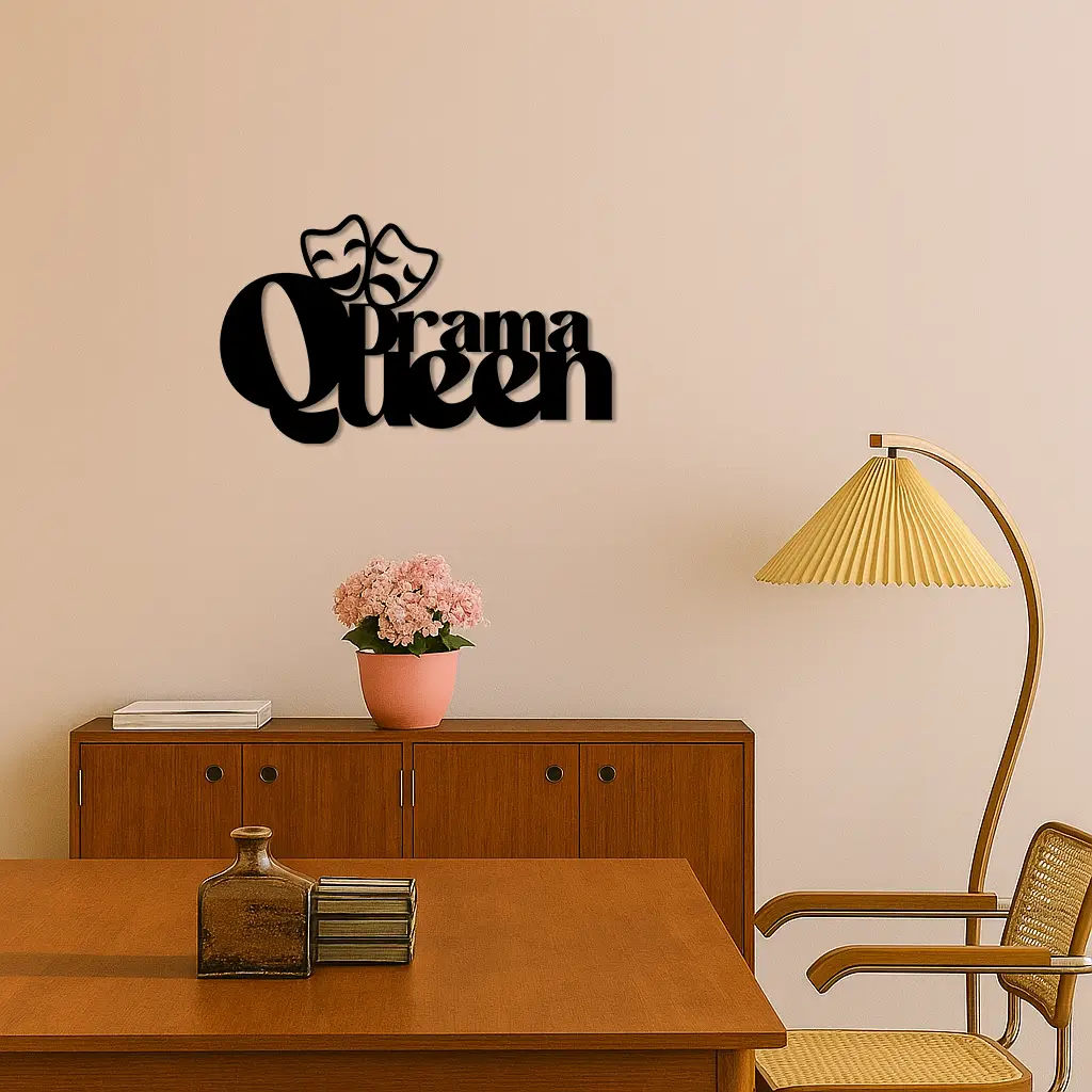 Drama Queen Metal Wall Art – Theatrical Comedy & Tragedy Mask Design - KAFGP093