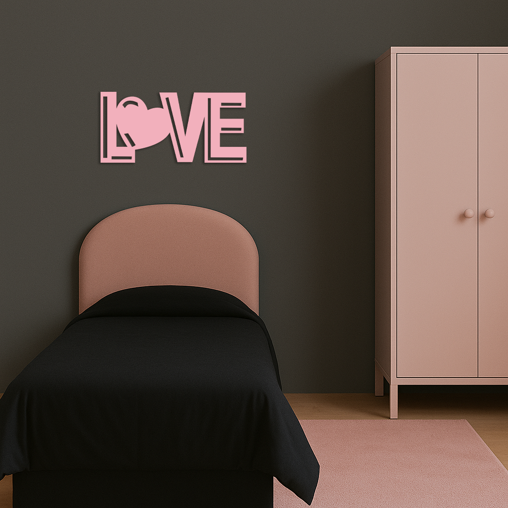 LOVE Heart Typography Metal Wall Art – Modern Romantic Decor - KAFGP097
