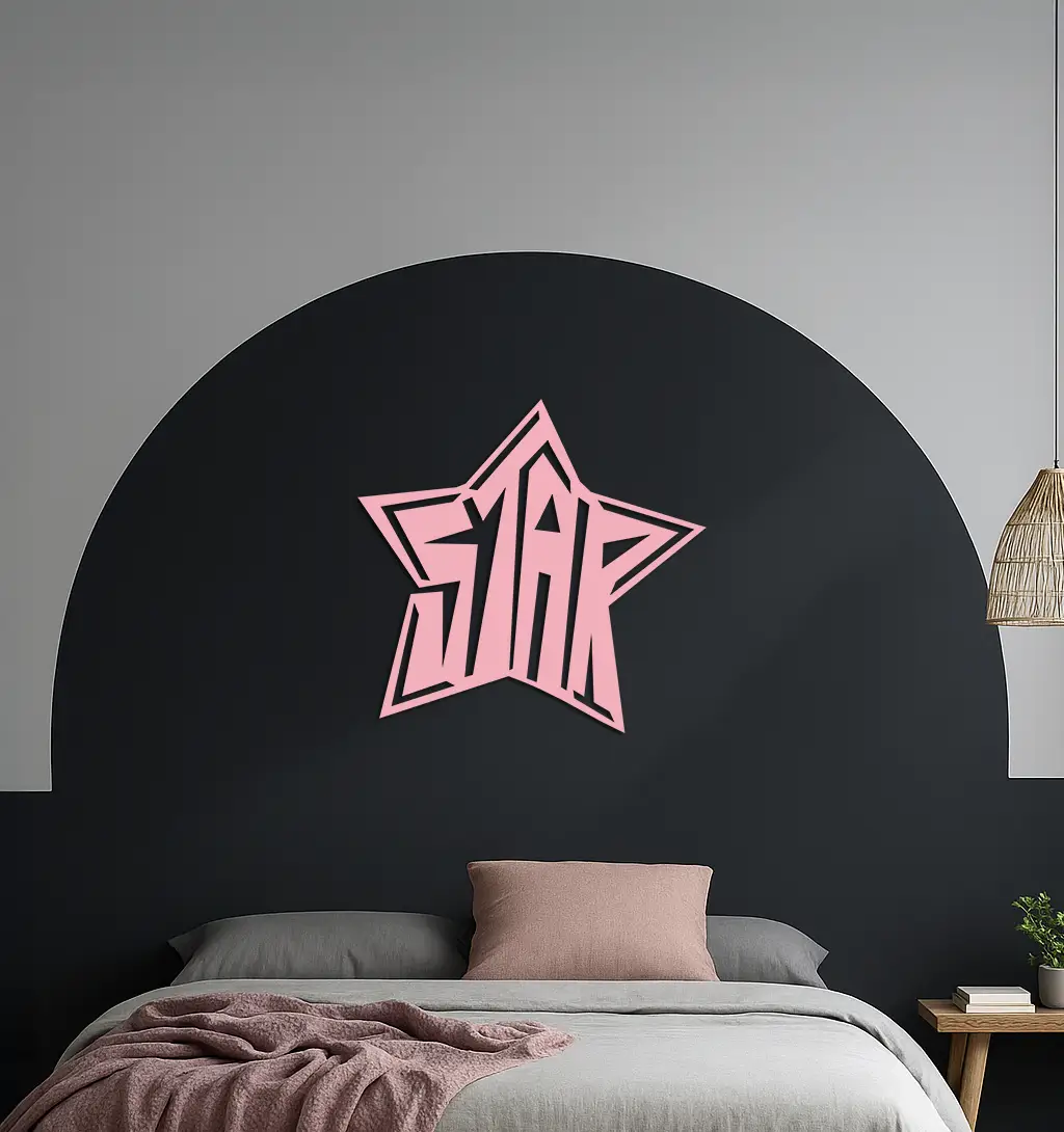 Star Shaped Typography Metal Wall Art – Bold Statement Design - KAFGP108