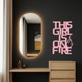 This Girl Is On Fire Metal Wall Art – Bold Flame Typography Design - KAFGP112