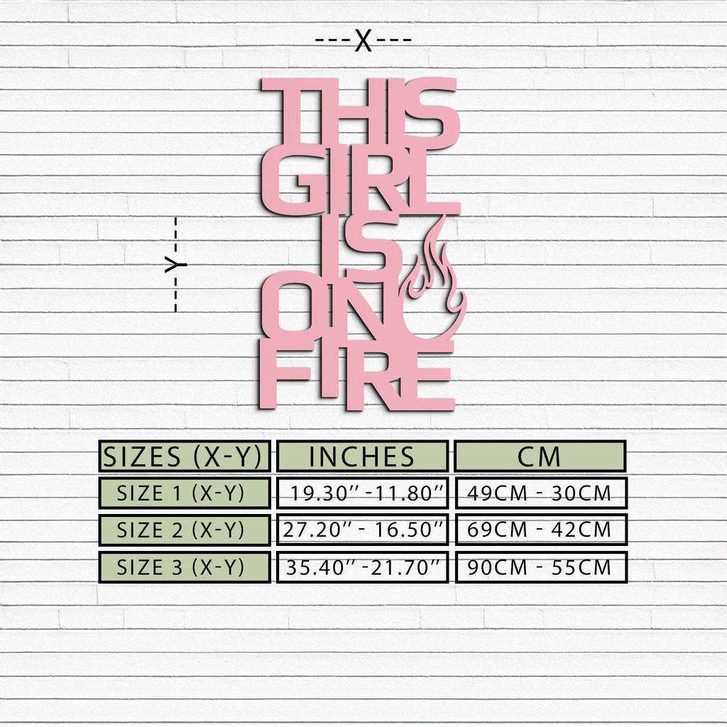 This Girl Is On Fire Metal Wall Art – Bold Flame Typography Design - KAFGP112