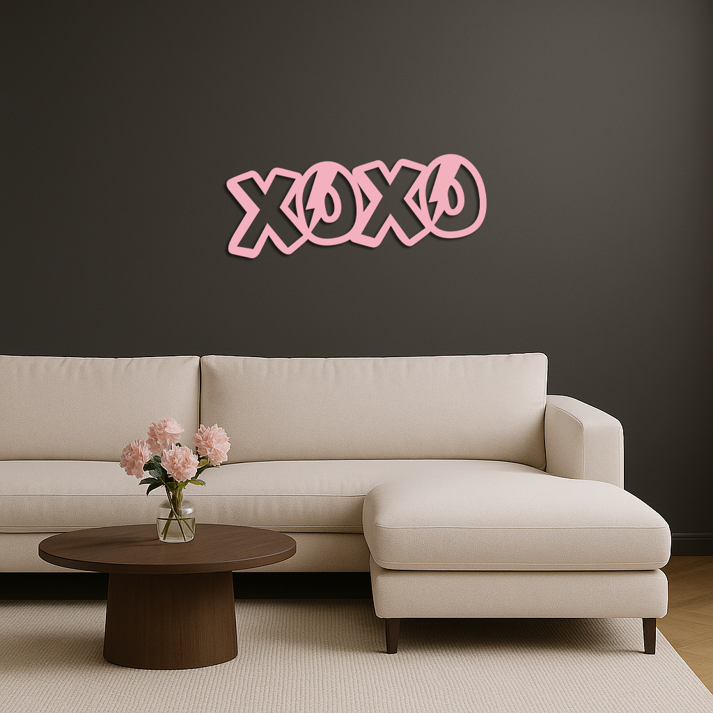 XOXO Word Art Metal Wall Decor – Modern Love Quote Design - KAFGP114