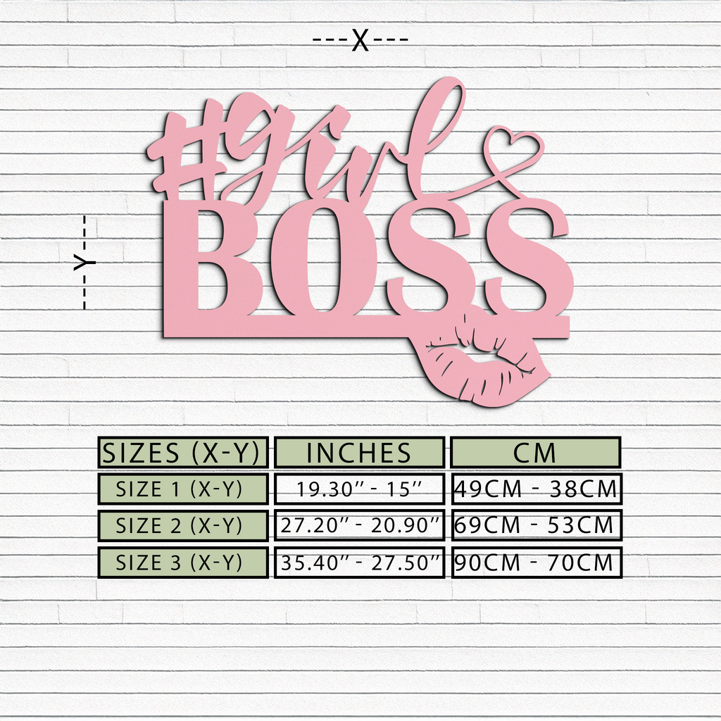 Girl Boss Metal Wall Art – Feminine Power & Modern Decor - KAFGP119