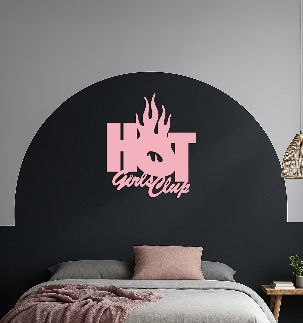 Hot Girls Club Metal Wall Art – Feminine Neon Style Home Decor - KAFGP123